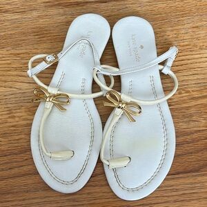 Kate Spade White Sandals with Gold Accents